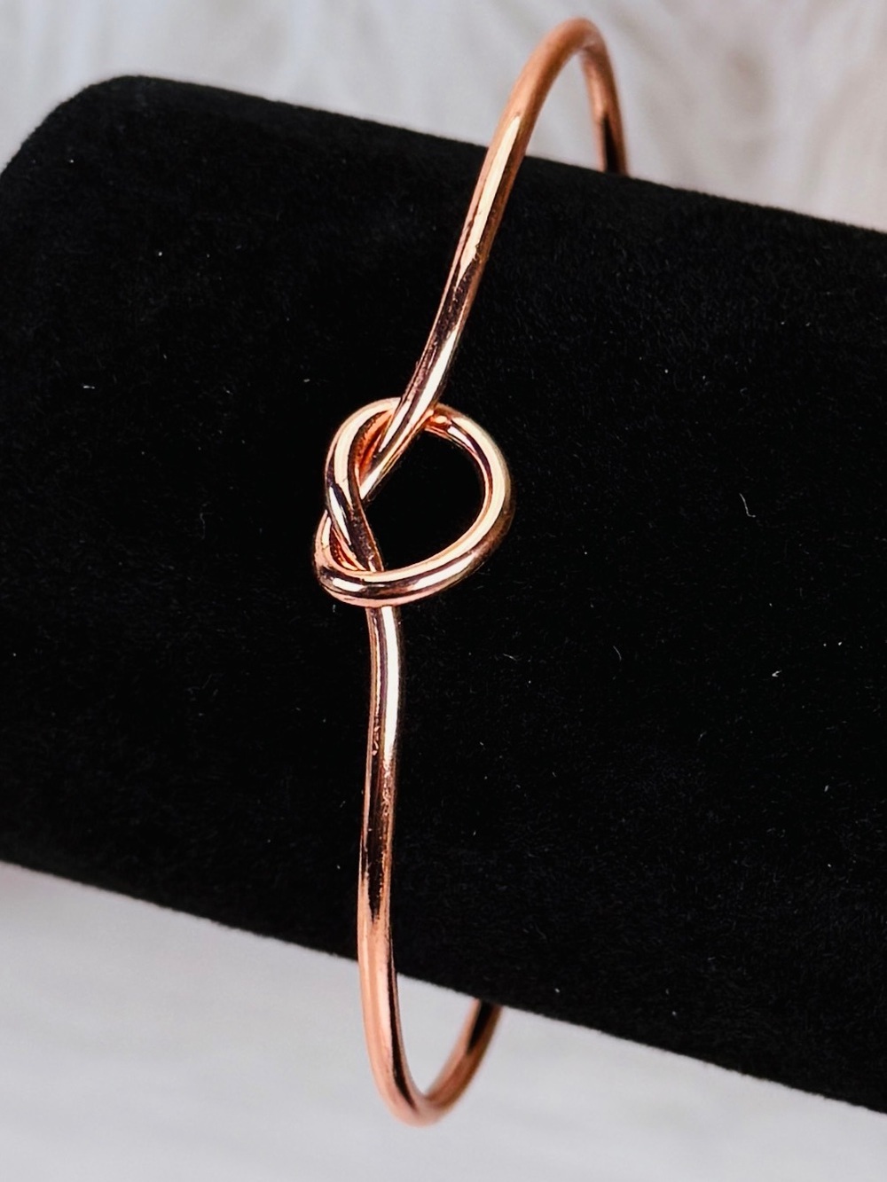 Pretty rose goldtone knotted minimalist cuff bracelet